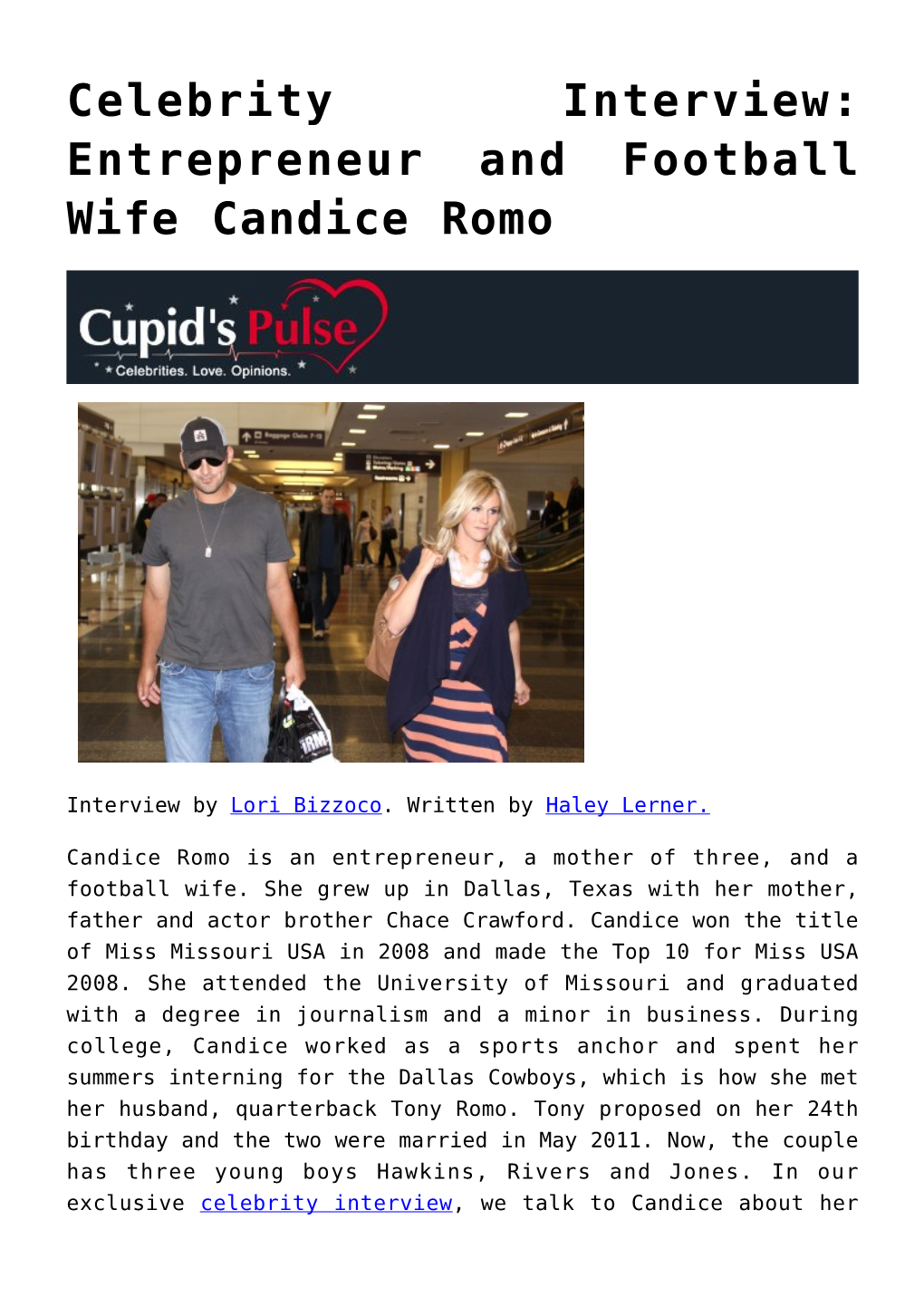 Celebrity Interview: Entrepreneur and Football Wife Candice Romo