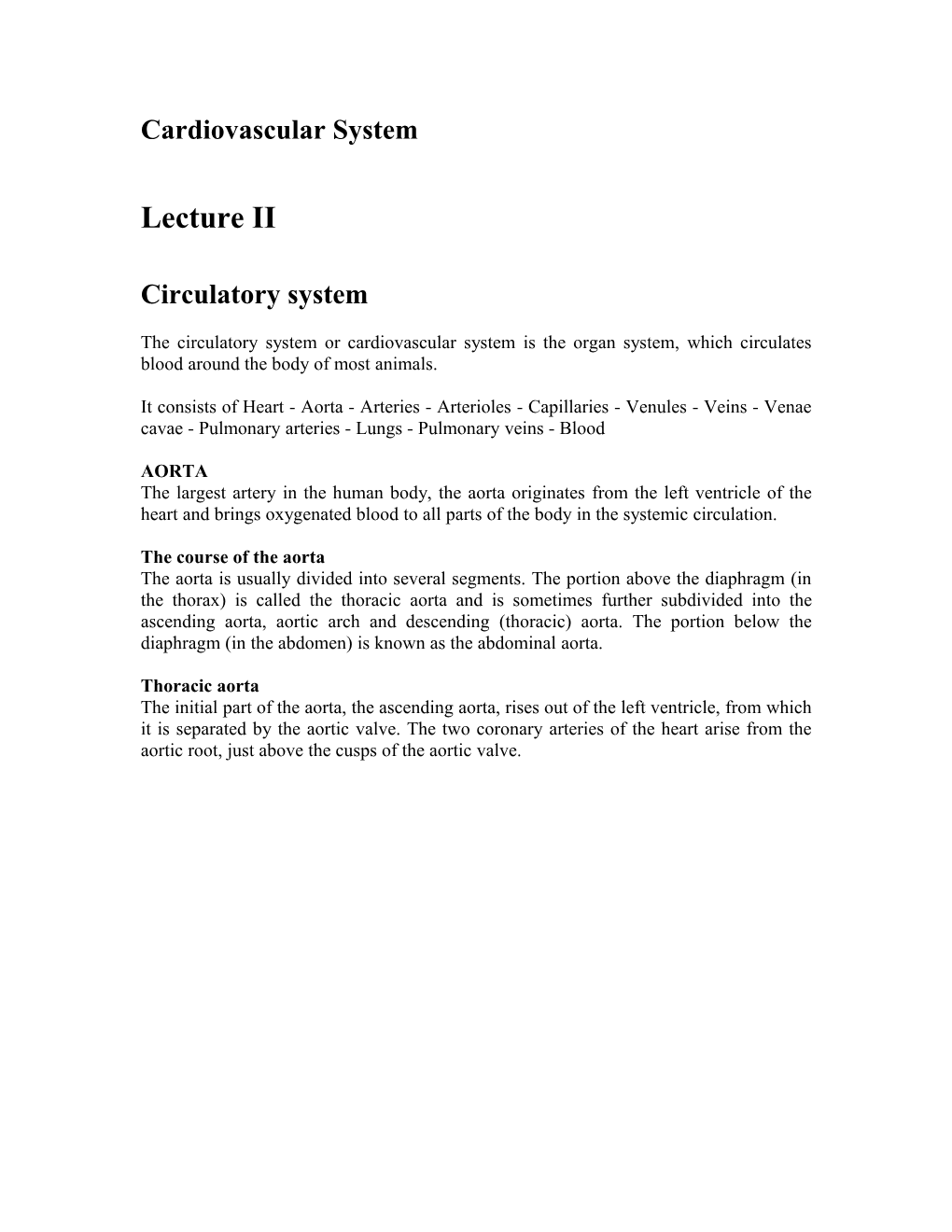 Cardiovascular System s1