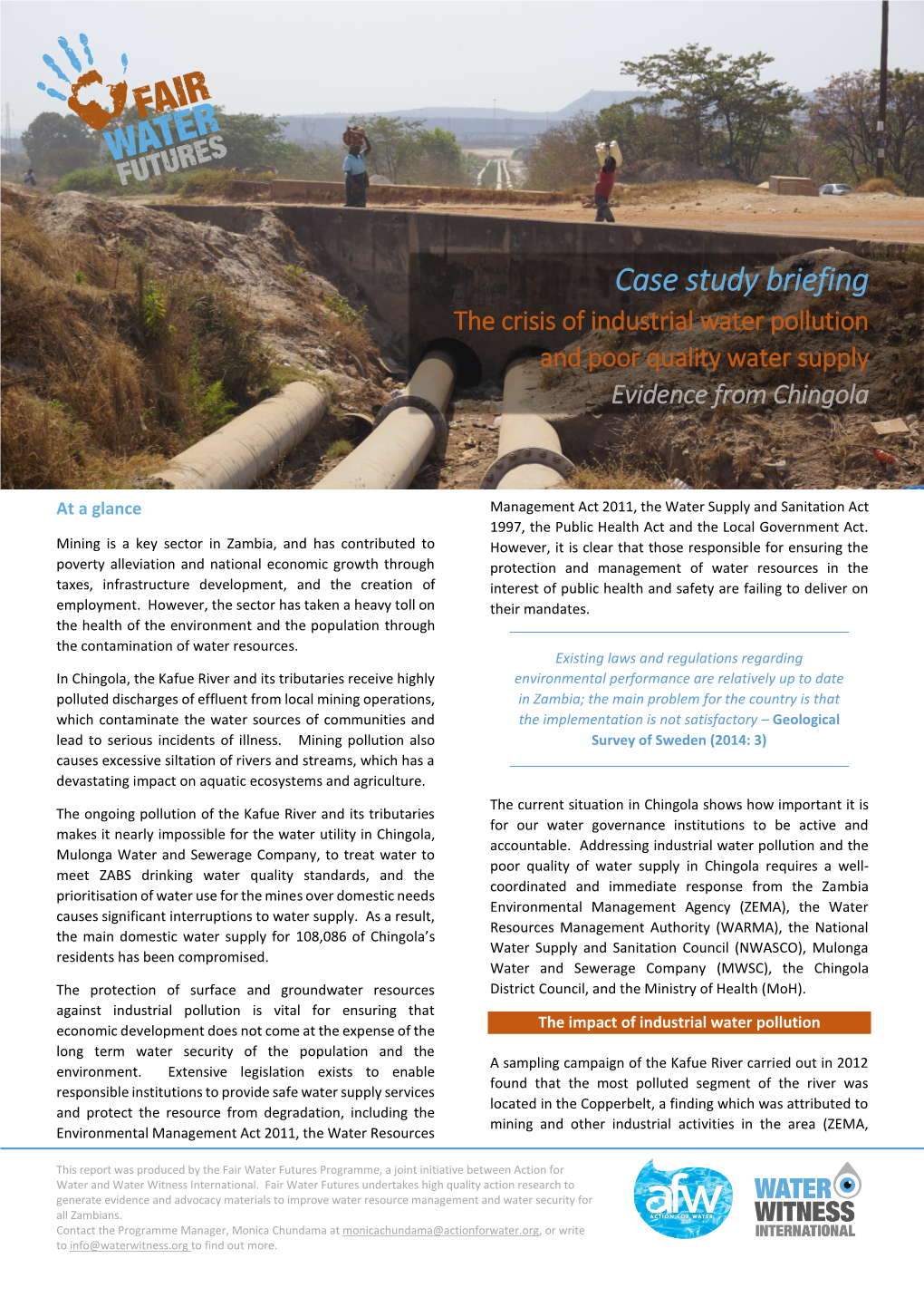 Case Study Briefing the Crisis of Industrial Water Pollution and Poor Quality Water Supply