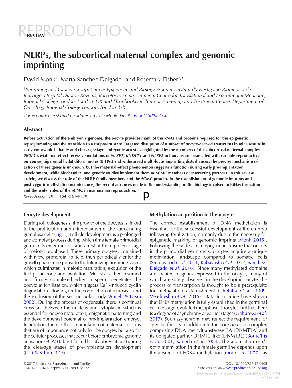 Nlrps, the Subcortical Maternal Complex and Genomic Imprinting