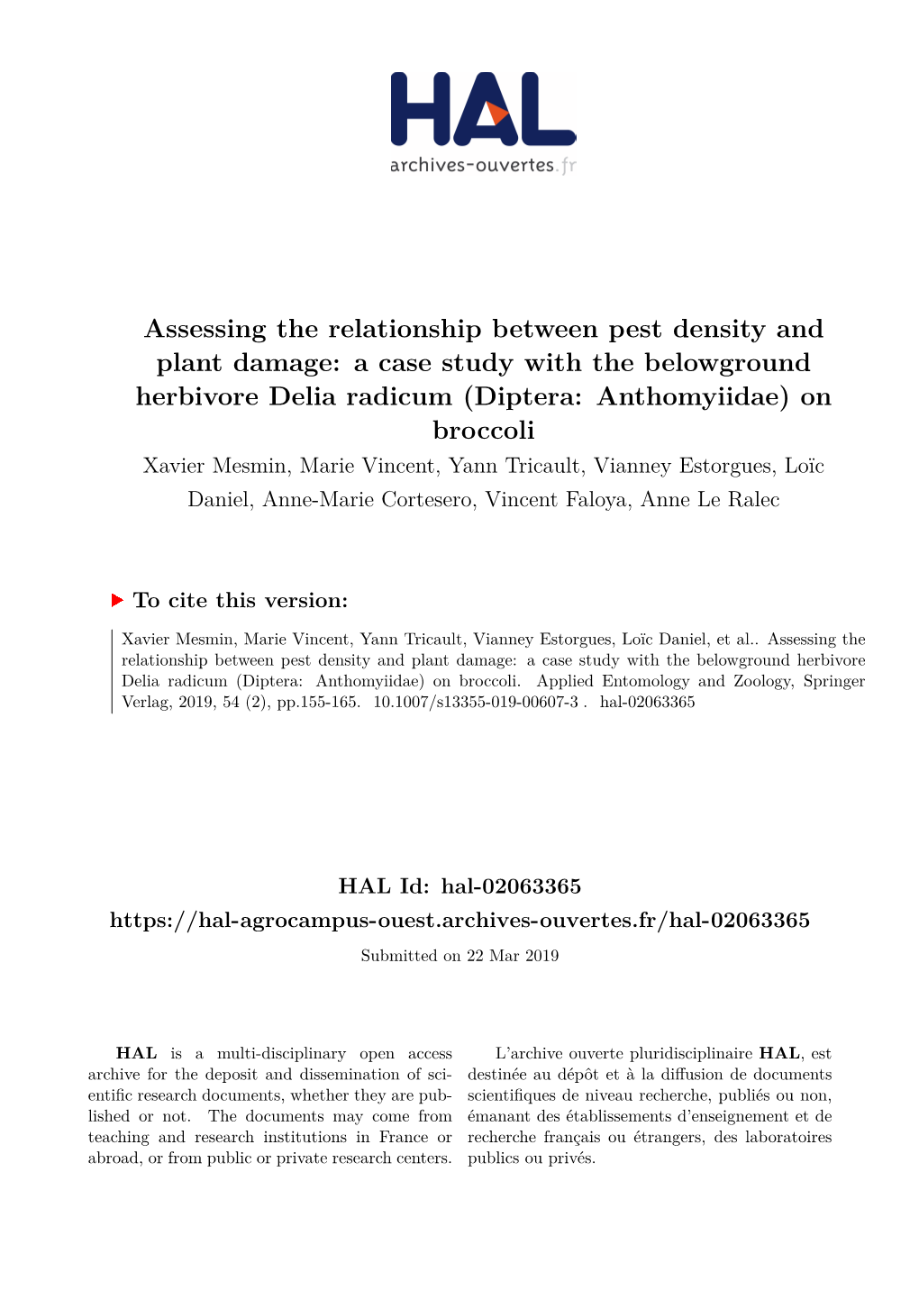 Assessing the Relationship Between Pest Density and Plant Damage