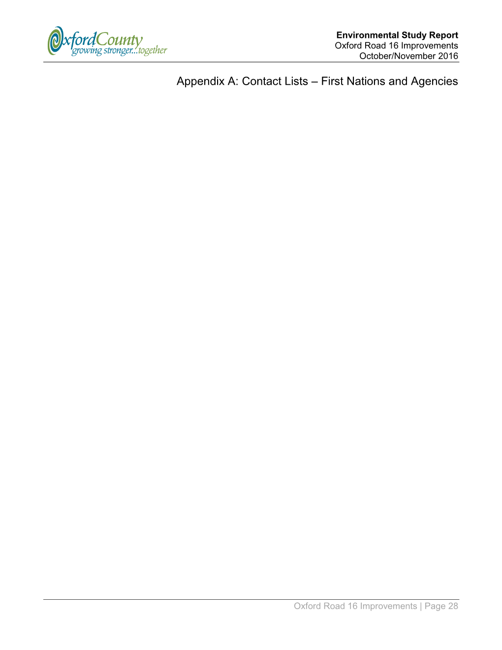 Appendix A: Contact Lists – First Nations and Agencies