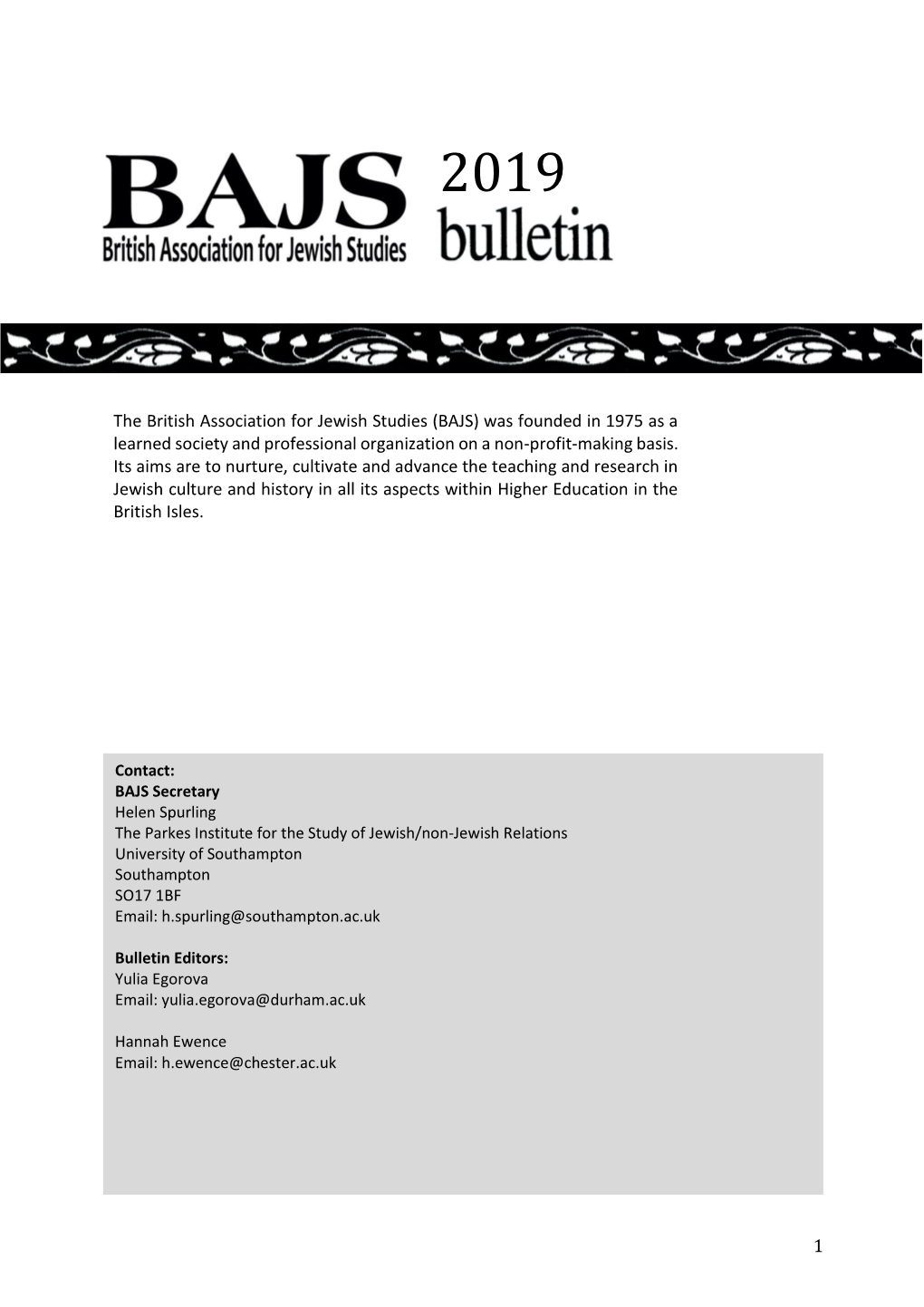 BAJS 2019 Bulletin