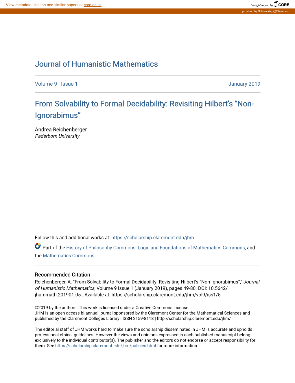 Revisiting Hilbert's “Non-Ignorabimus”