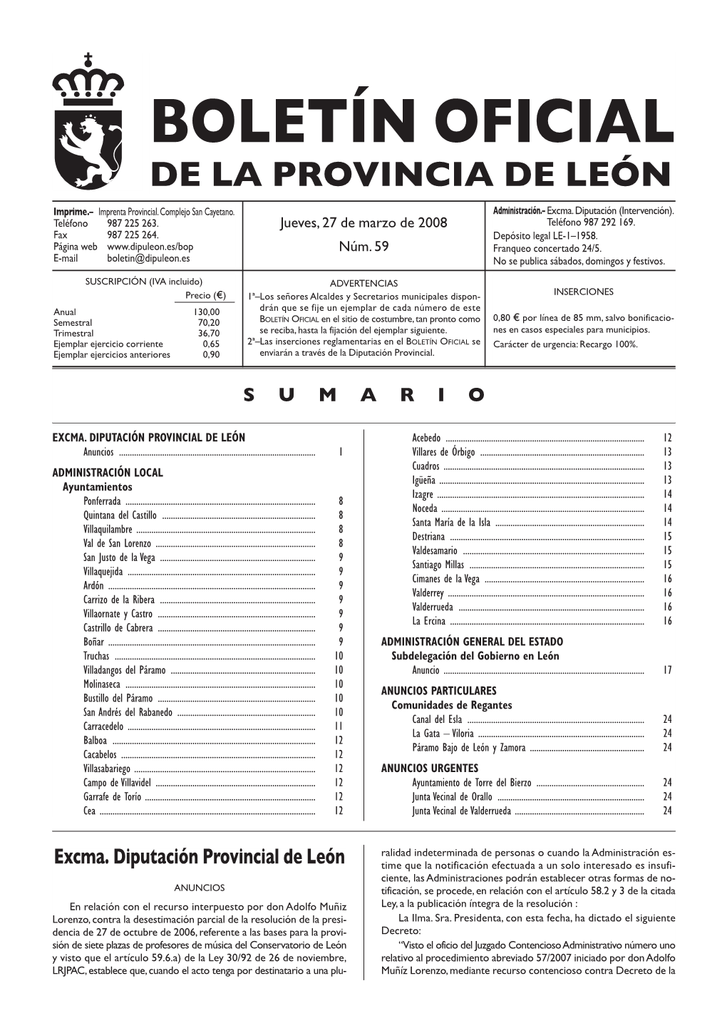 Boletín Oficial De La Provincia De León