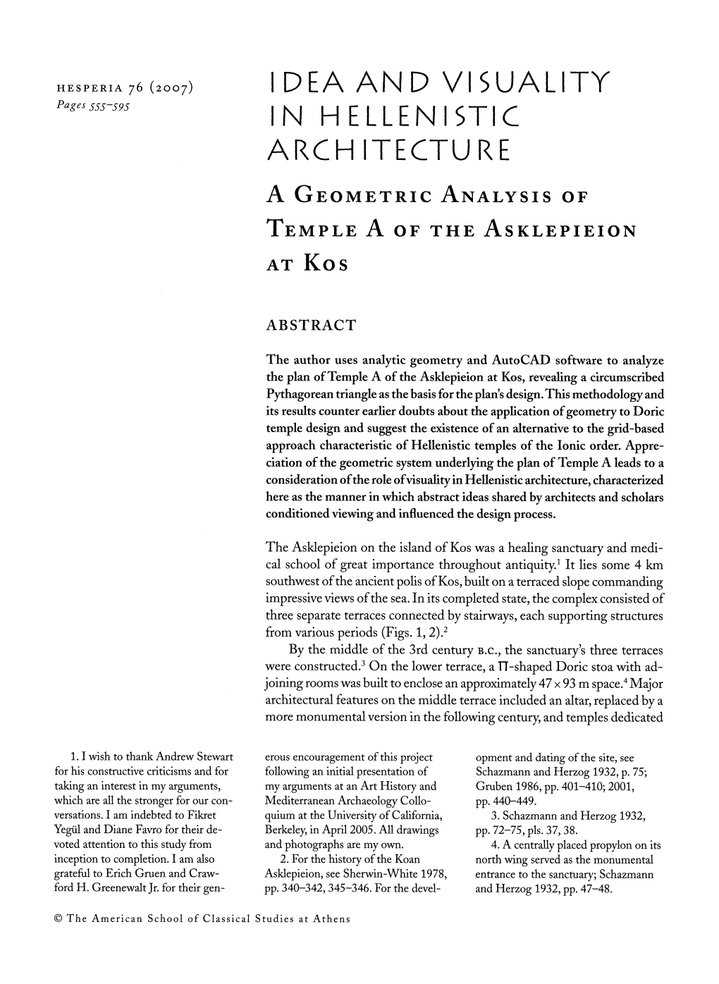 Idea and Visuality in Hellenistic Architecture 563