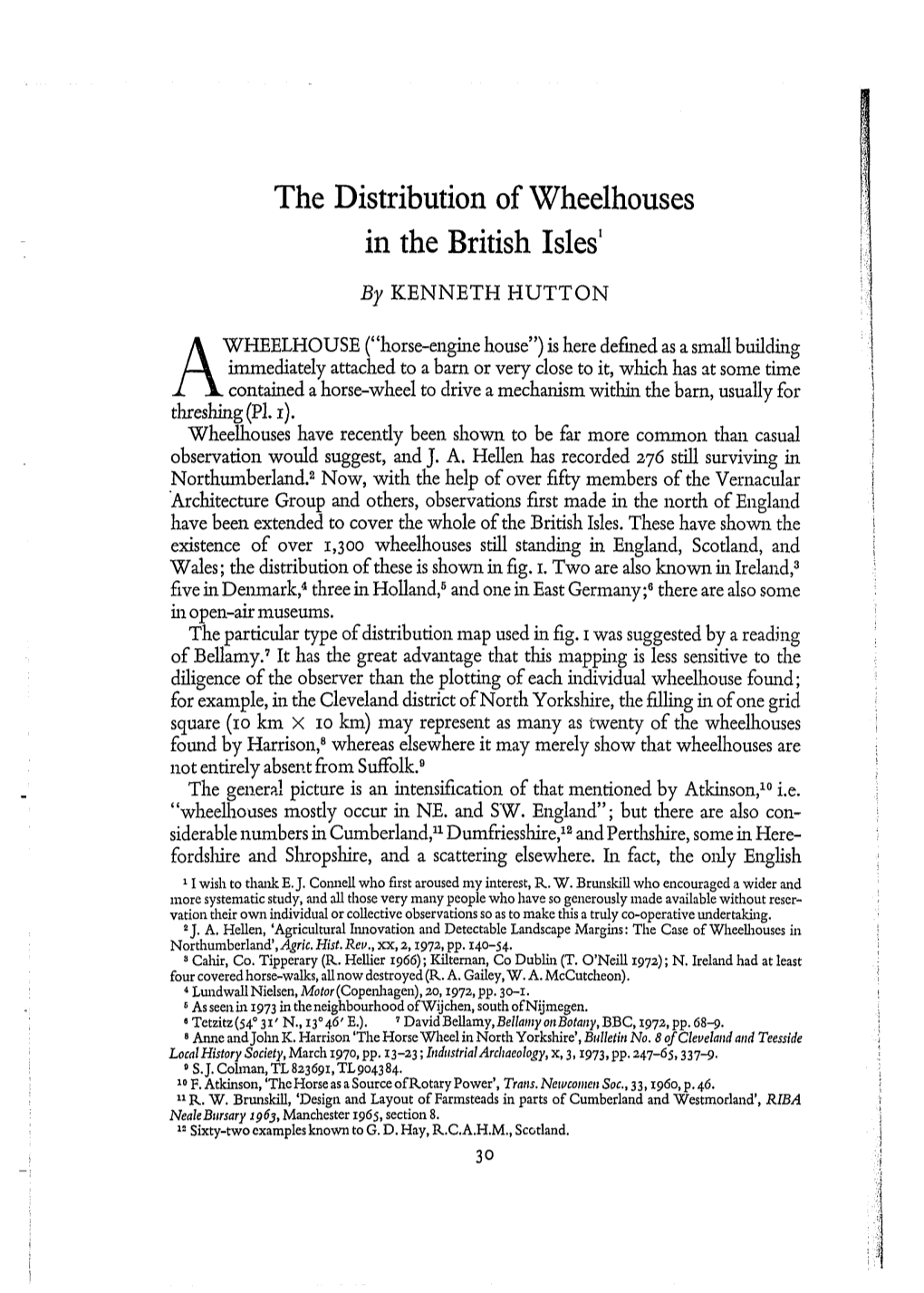 The Distribution of Wheelhouses in the British Isles'