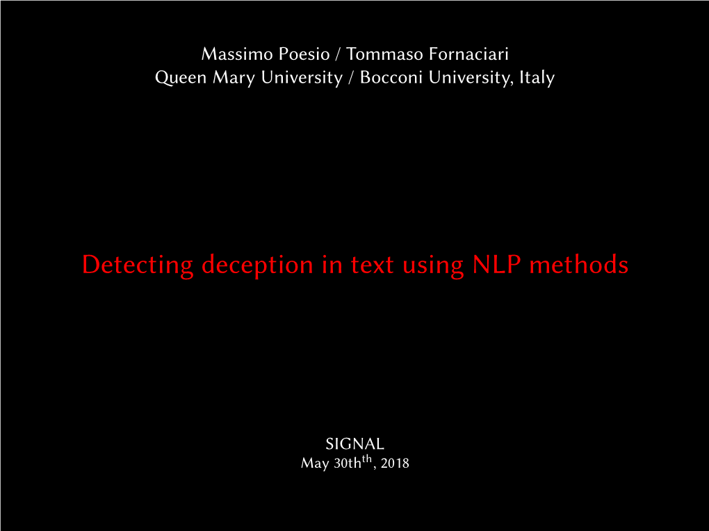 Detecting Deception in Text Using NLP Methods
