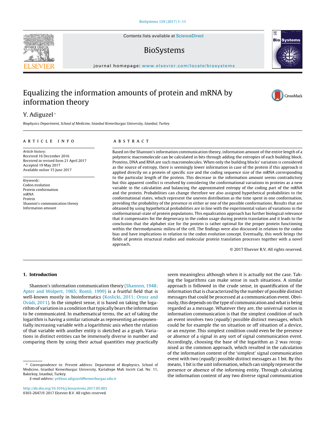 Equalizing the Information Amounts of Protein and Mrna by Information