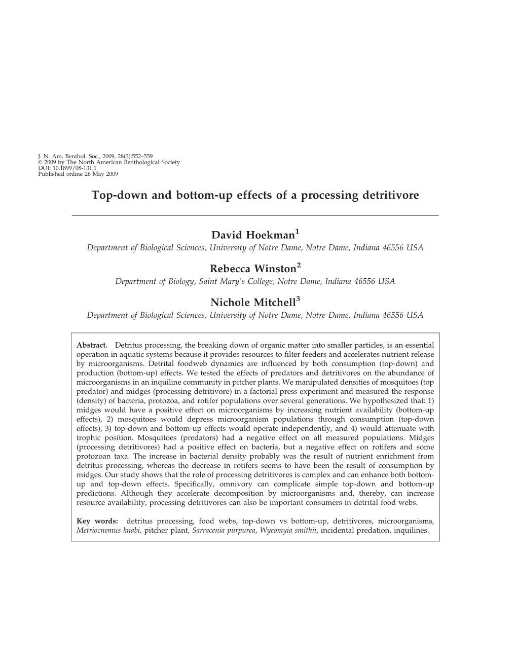 Top-Down and Bottom-Up Effects of a Processing Detritivore