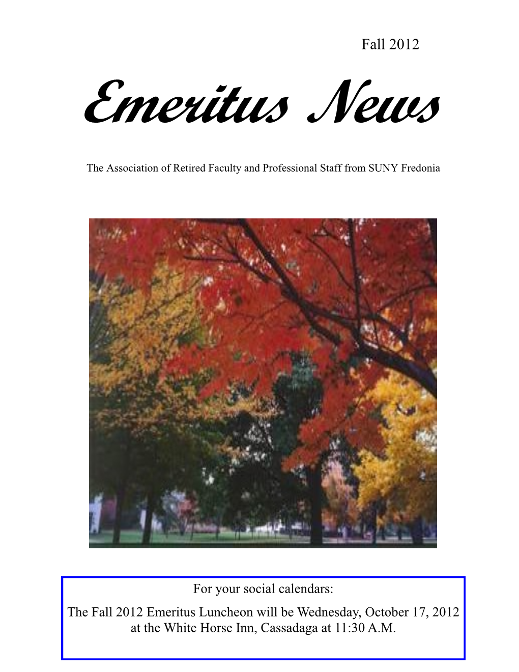 PDF of the Fall 2012 Newsletter