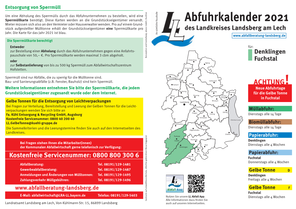 Abfuhrkalender Für Denklingen Und Fuchstal Für