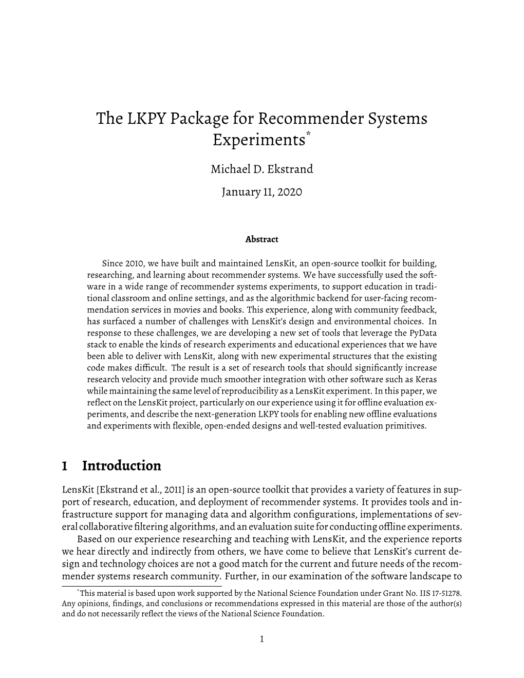 The LKPY Package for Recommender System Experiments