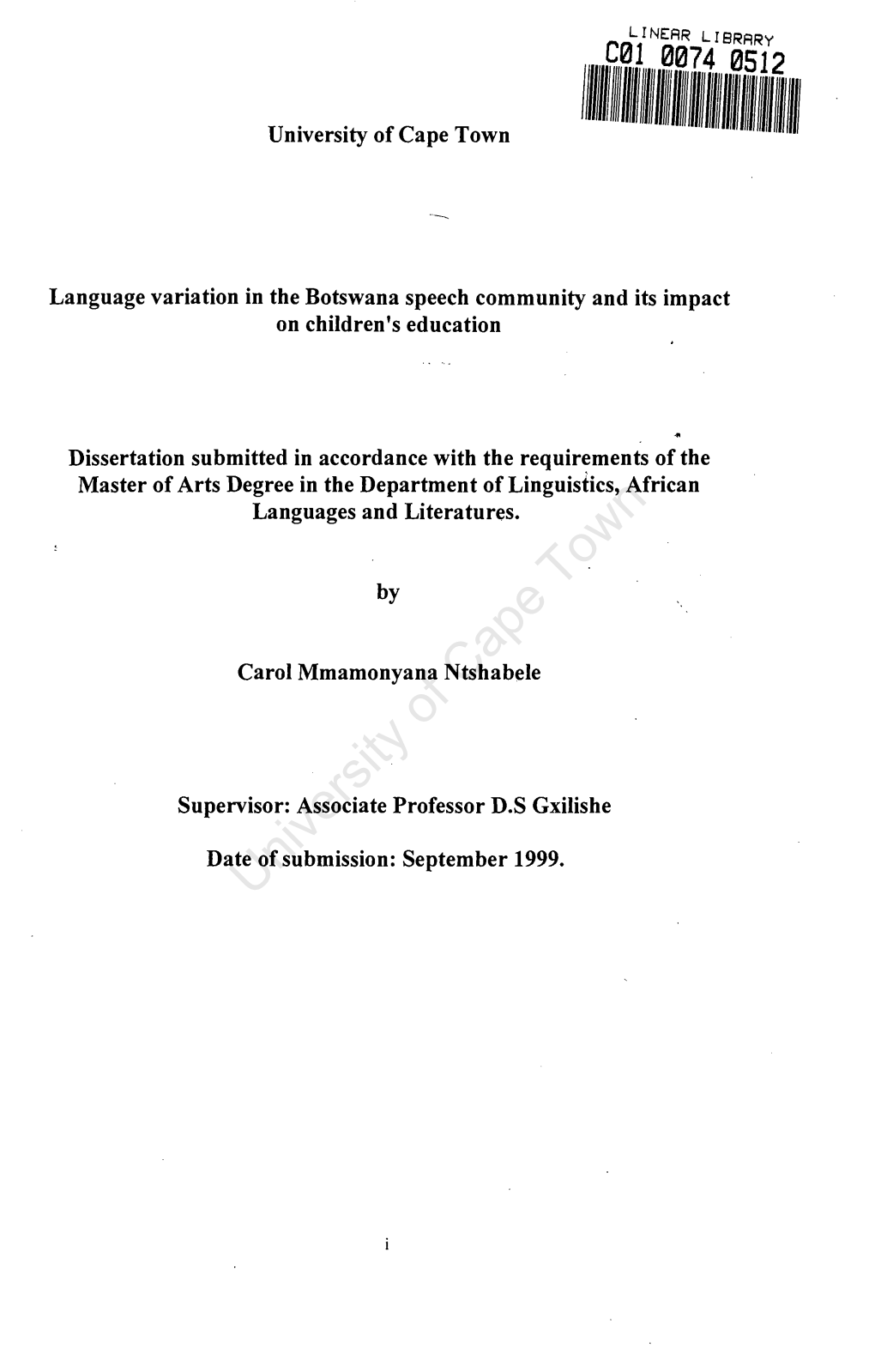 Language Variations in the Botswana Speech Community and Its Impact on Children's Education