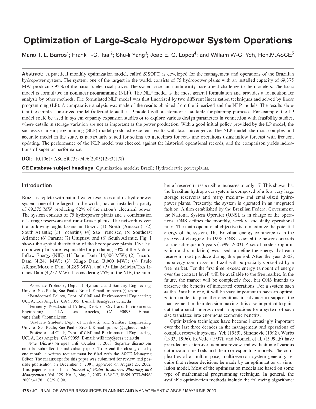 Optimization of Large-Scale Hydropower System Operations