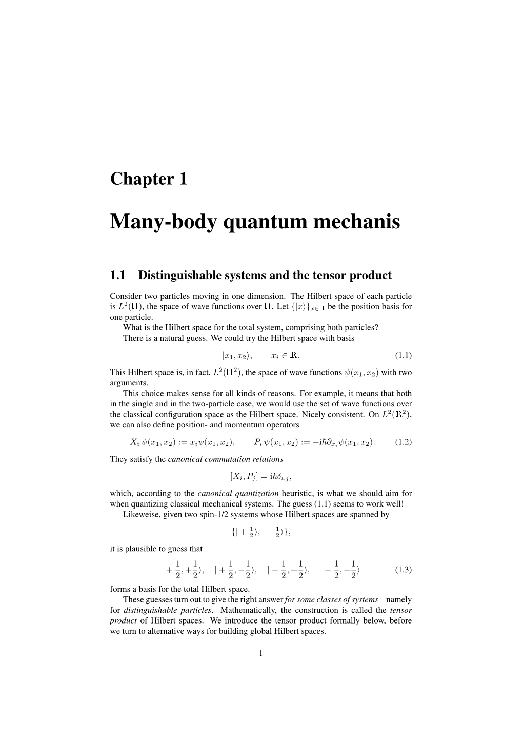 Many-Body Quantum Mechanis