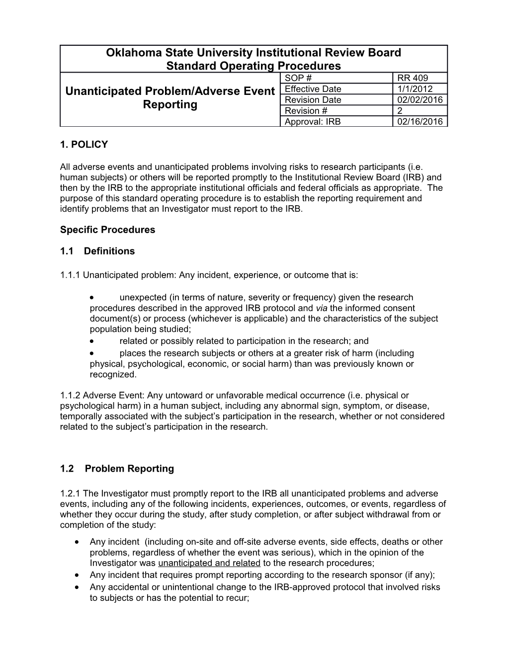 Oklahoma State University Institutional Review Board