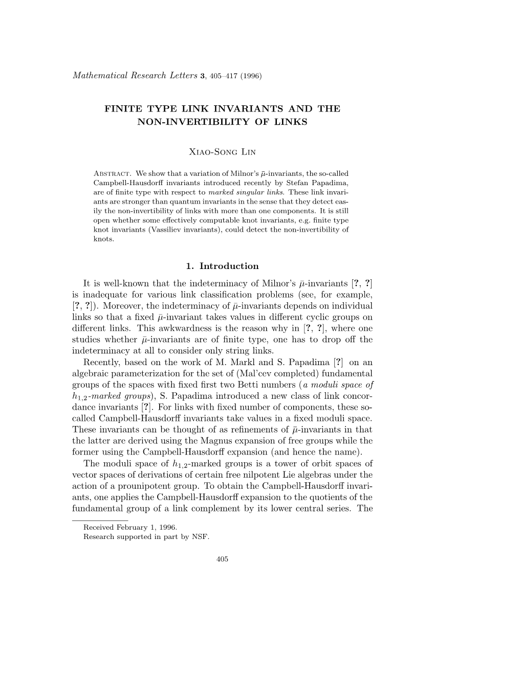 Finite Type Link Invariants and the Non-Invertibility of Links