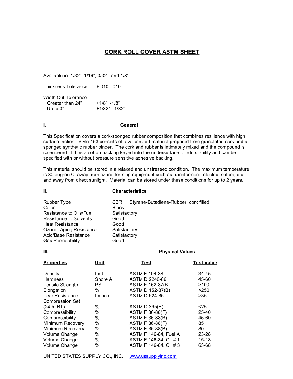 DK154 and DK153 Cork Sponged Materials