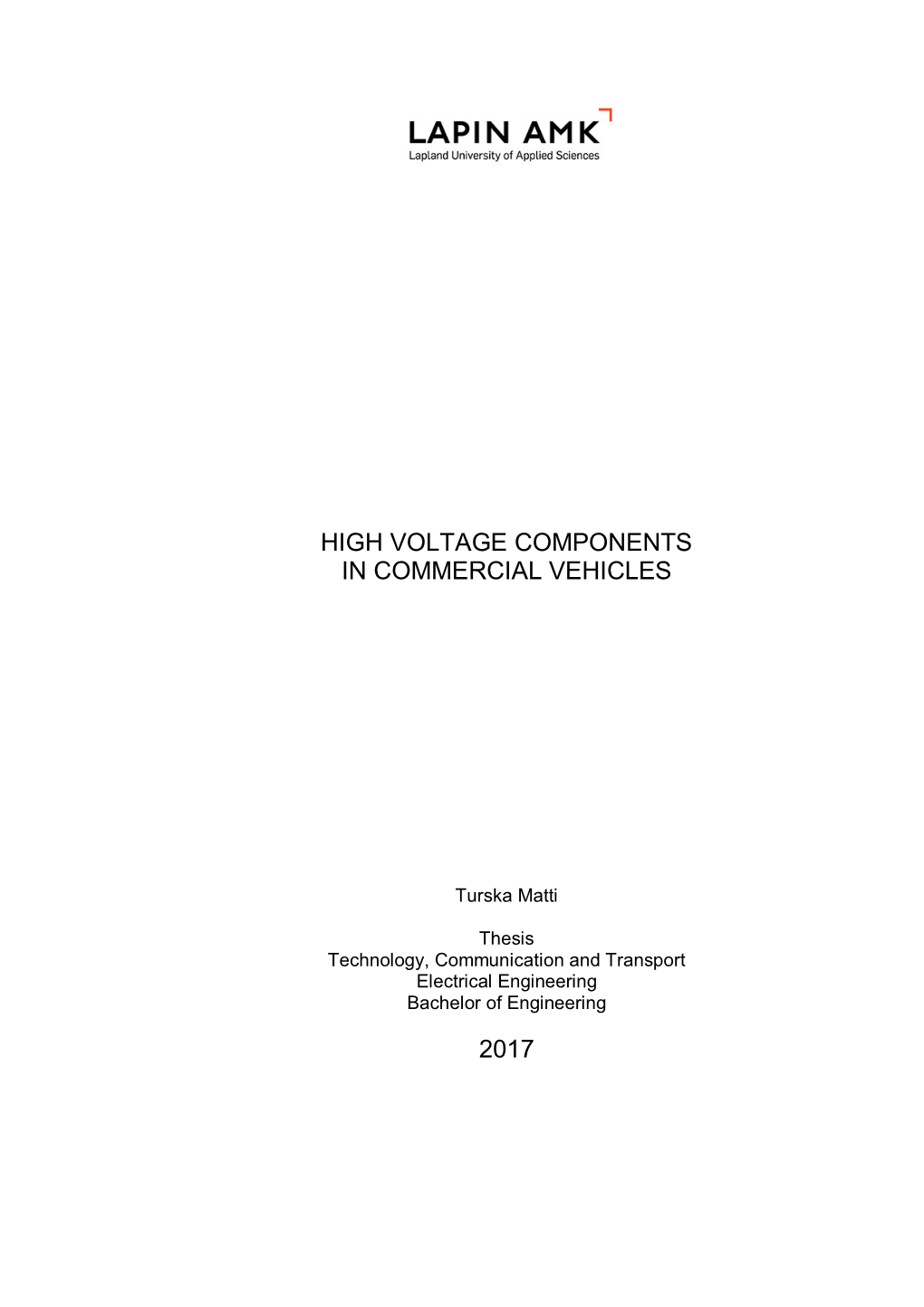 High Voltage Components in Commercial Vehicles