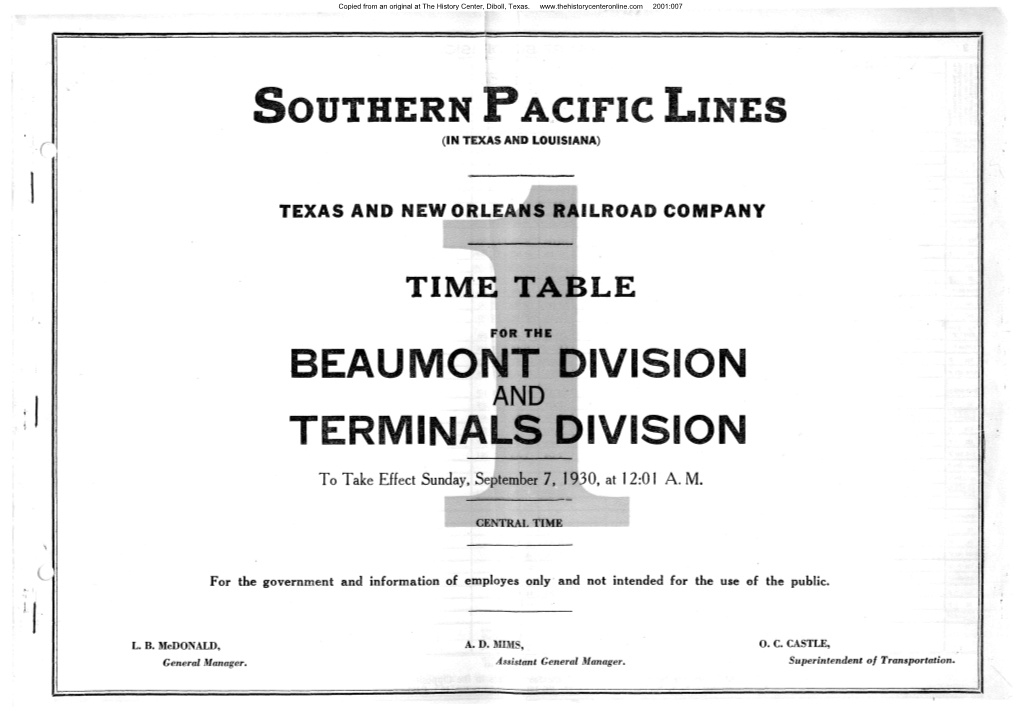 Southern Pacific Lines Beaumont and Terminals Division Employee Time