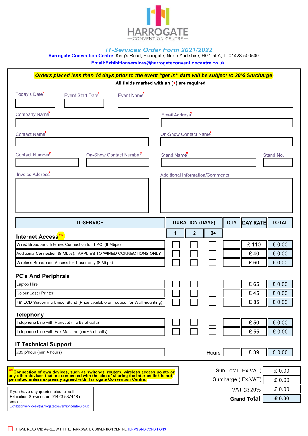 IT-Services Order Form 2021/2022 * * * * * * * * * *