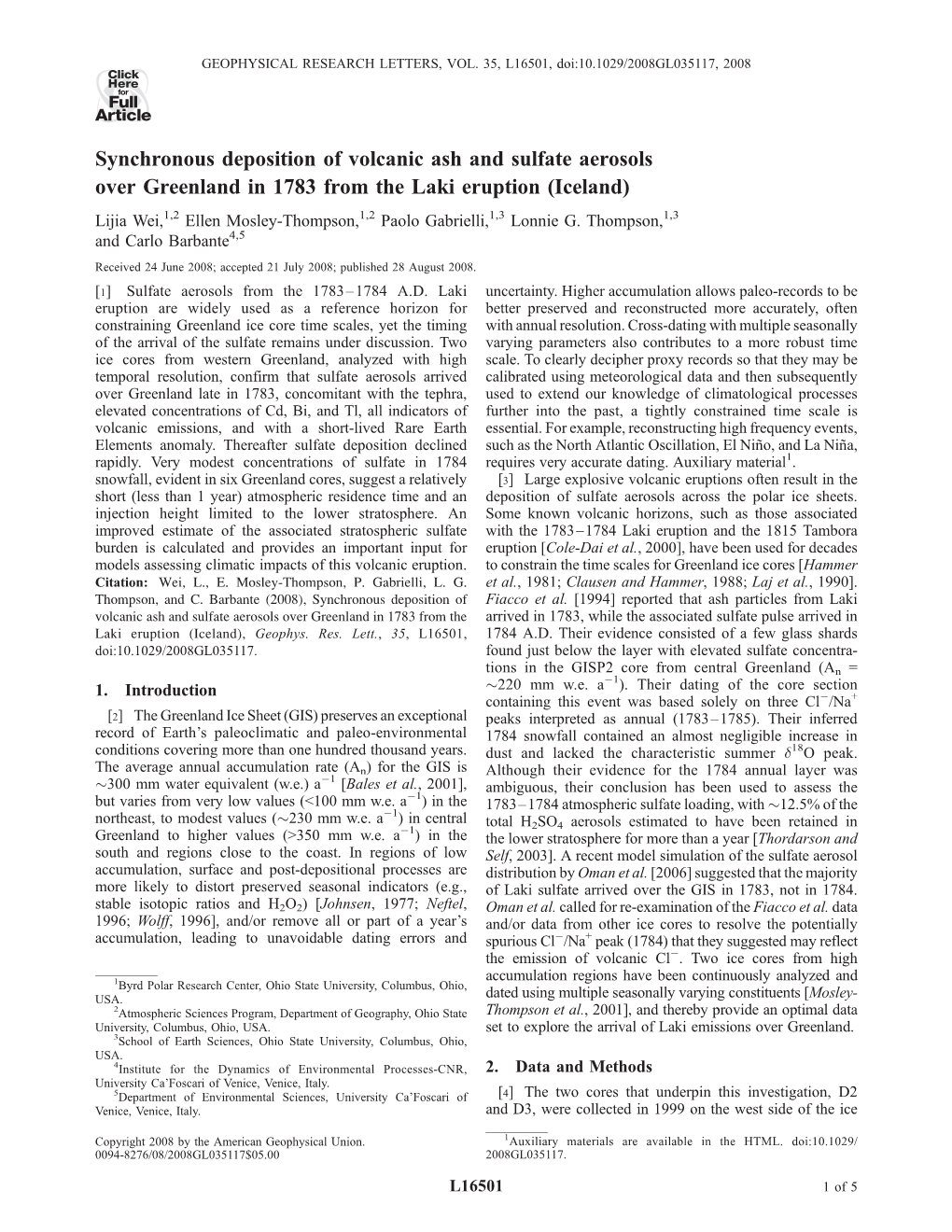 Synchronous Deposition of Volcanic Ash and Sulfate Aerosols Over