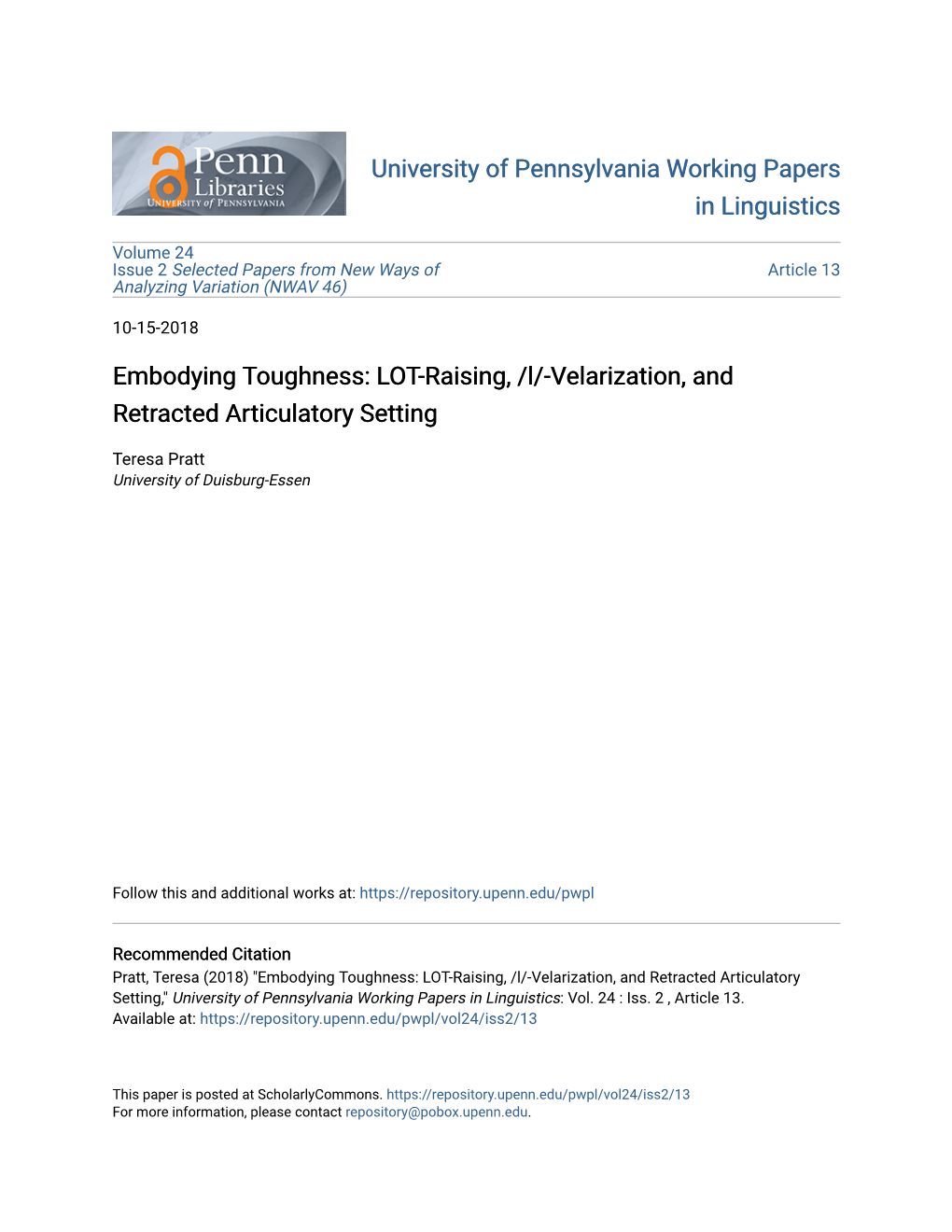 Embodying Toughness: LOT-Raising, /L/-Velarization, and Retracted Articulatory Setting