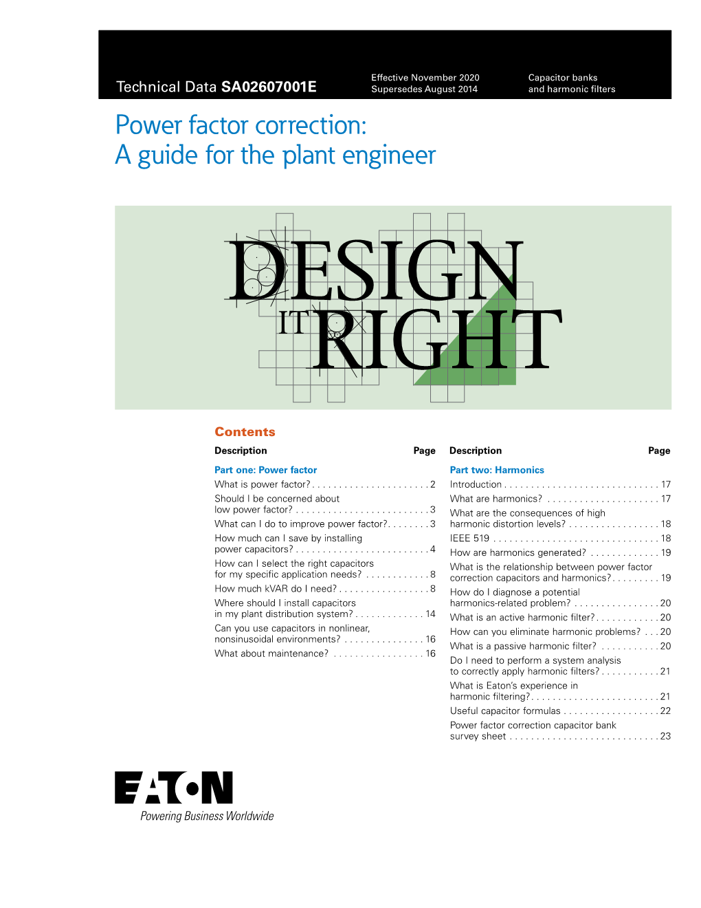 Power Factor Correction: a Guide for the Plant Engineer