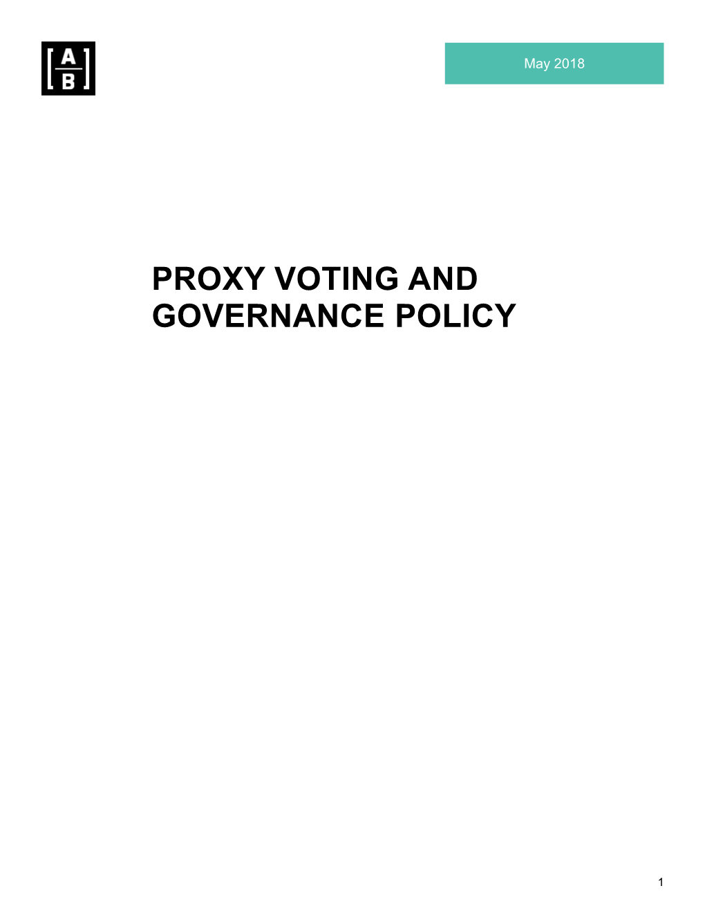 Proxy Voting and Governance Policy