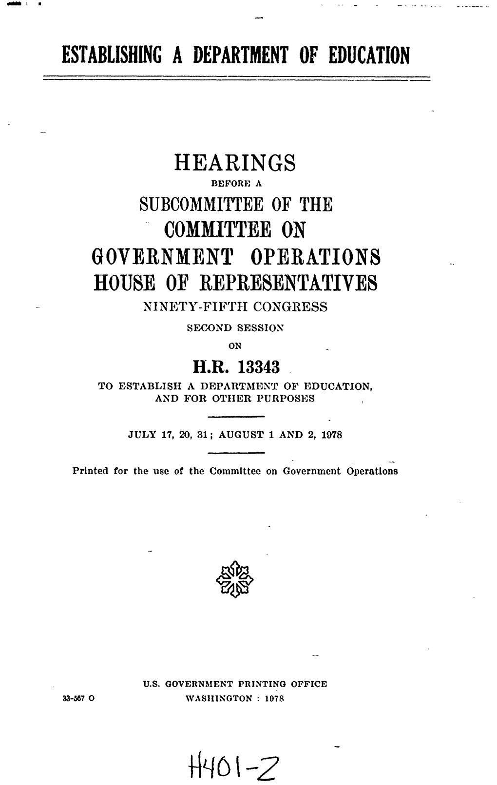 Establishing a Department of Education