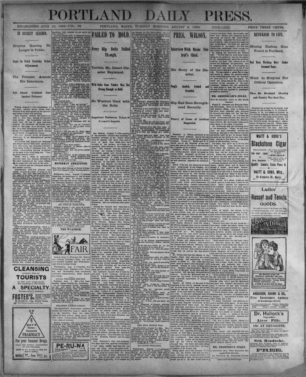 Portland Daily Press: August 8, 1899
