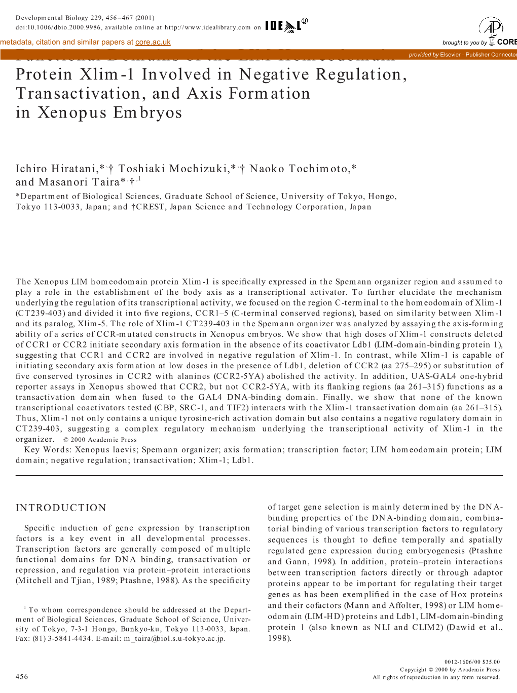 Functional Domains of the LIM Homeodomain Protein Xlim-1