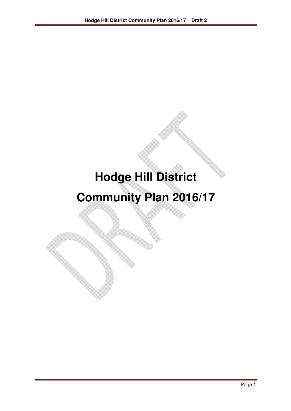 Hodge Hill District Community Plan 2016/17 Draft 2