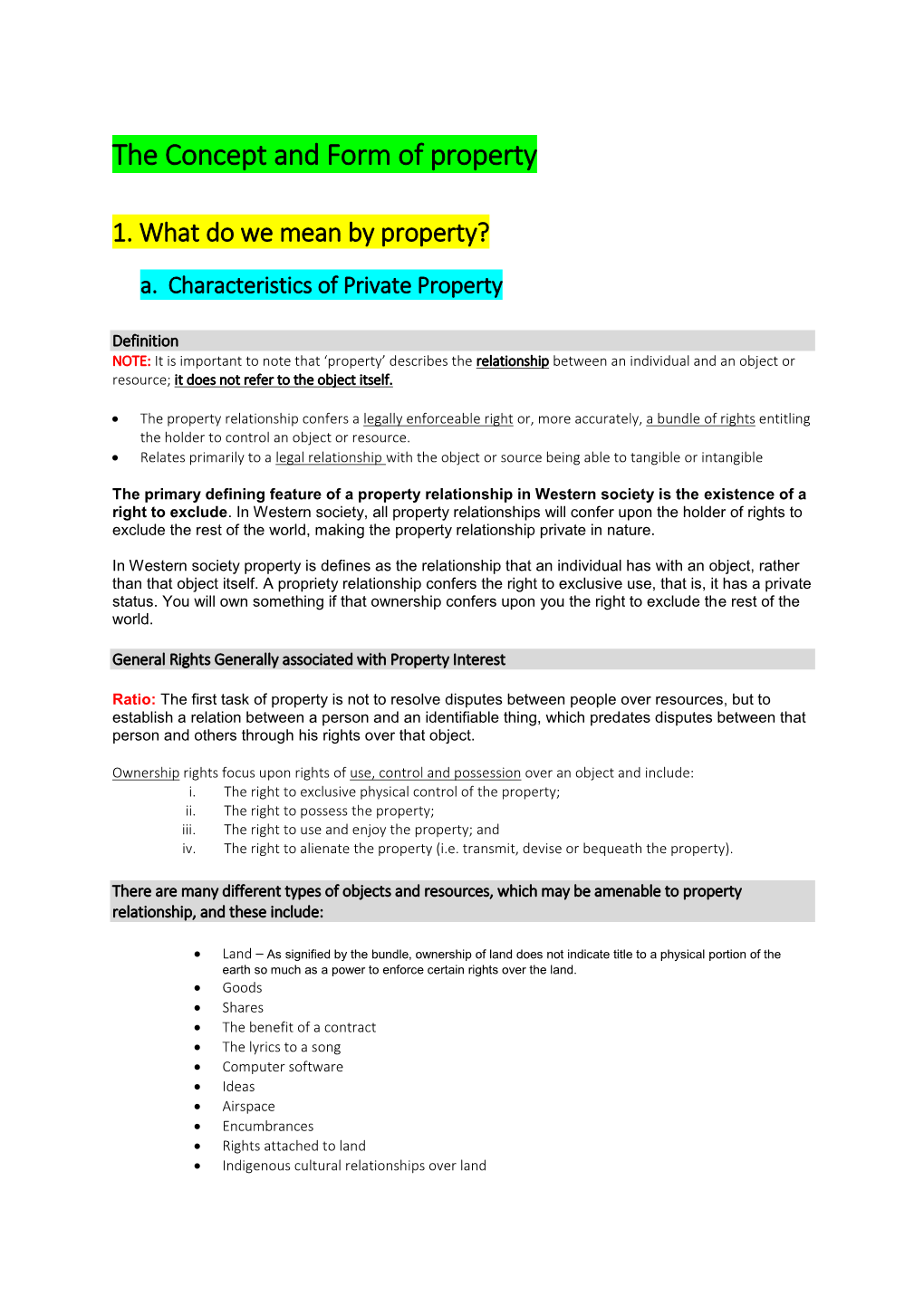 The Concept and Form of Property