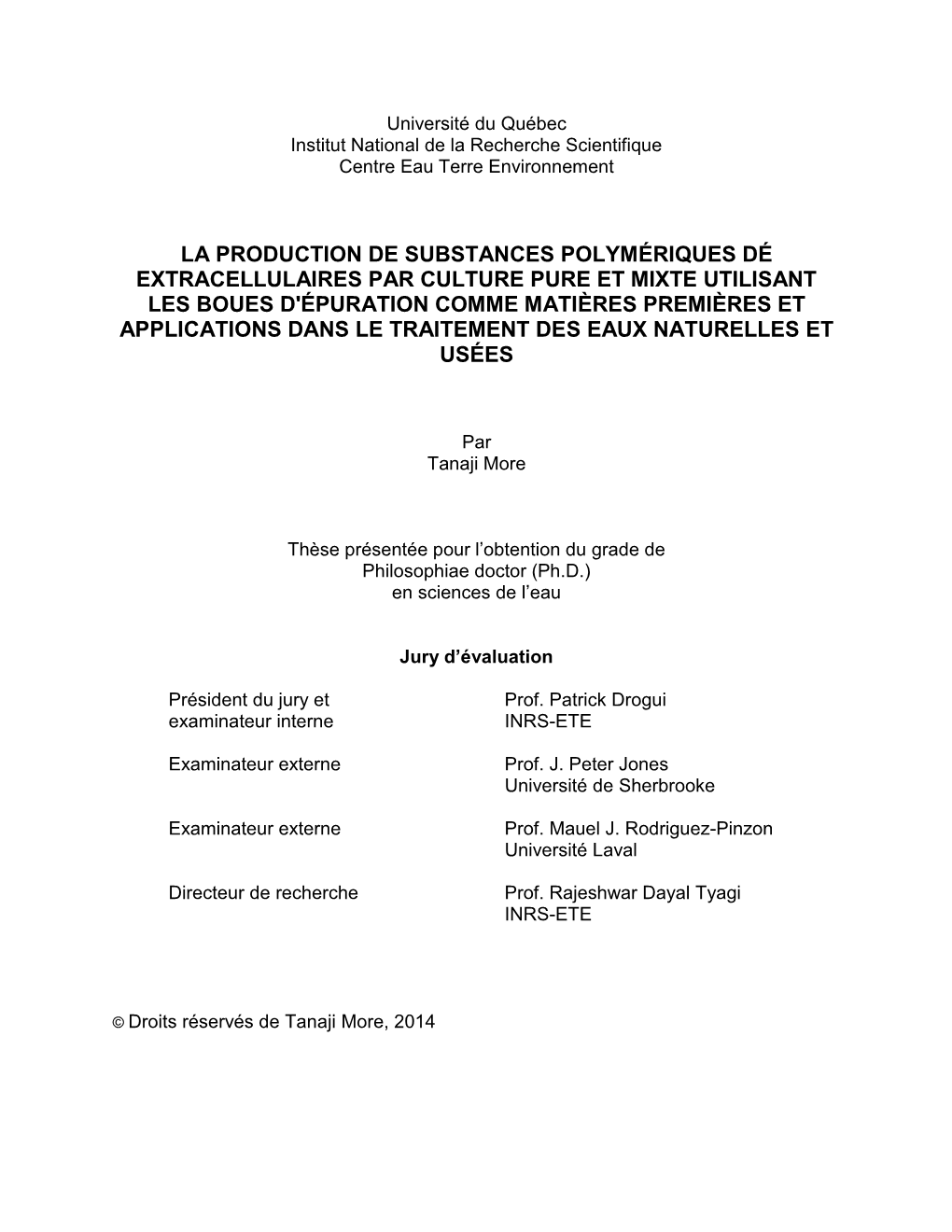 La Production De Substances Polymériques Dé Extracellulaires Par Culture Pure Et Mixte Utilisant Les Boues D'épuration Comme