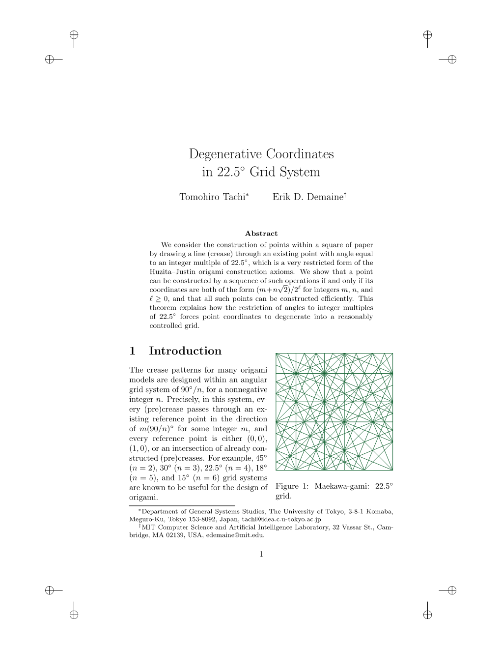 Degenerative Coordinates in 22.5 Grid System