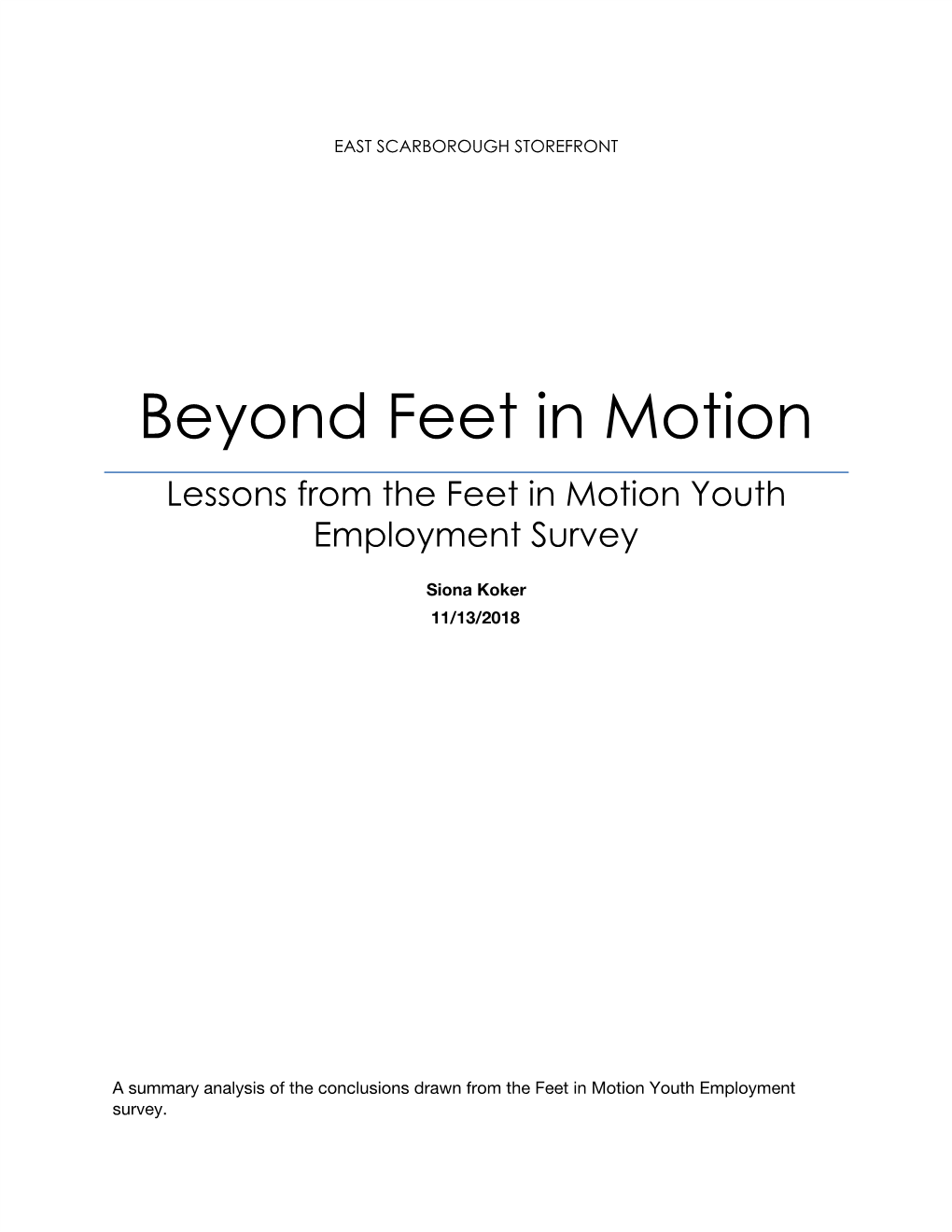 Lessons from the Feet in Motion Youth Employment Survey