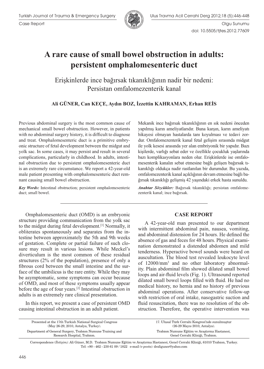 Persistent Omphalomesenteric Duct