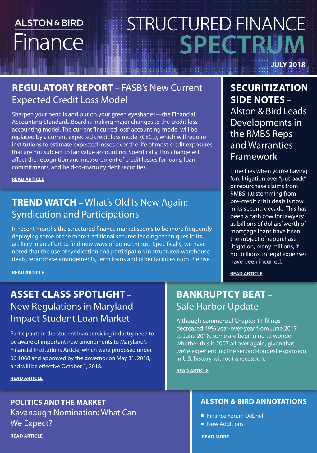 Structured Finance Spectrum | July 2018 2 REGULATORY REPORT