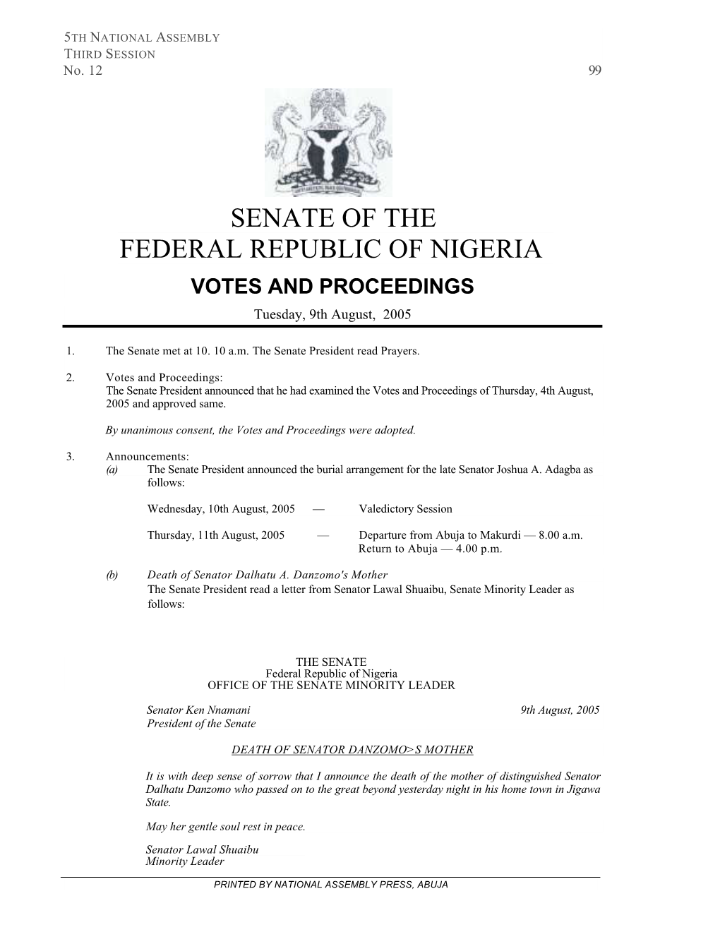 Senate of the Federal Republic of Nigeria