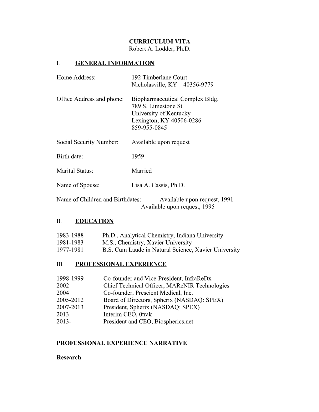 Office Address and Phone: Biopharmaceutical Complex Bldg