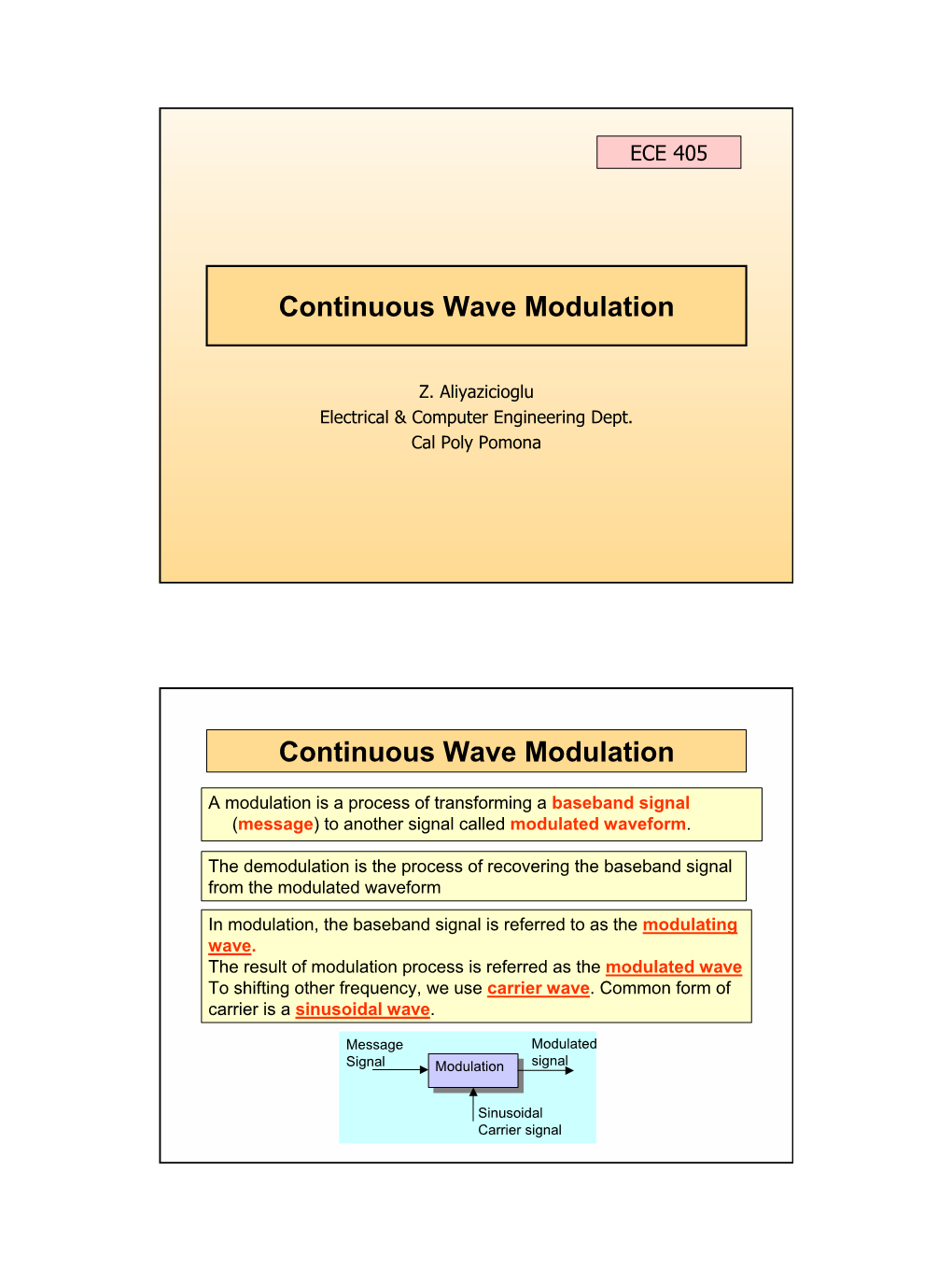 Continuous Wave Modulation