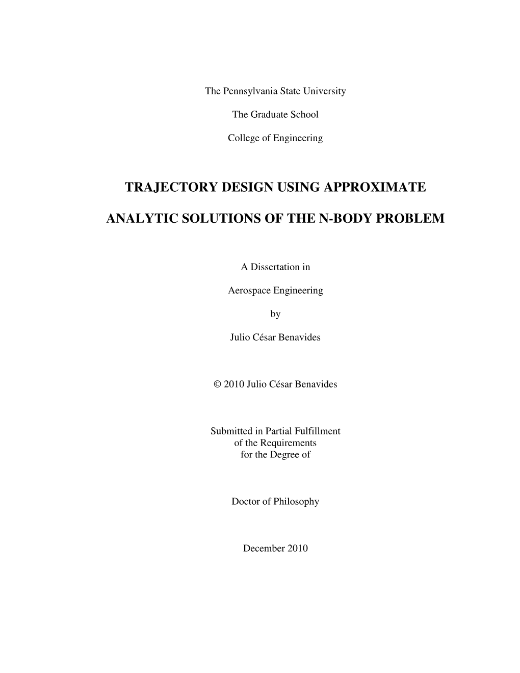 Trajectory Design Using Approximate Analytic Solutions of the N-Body