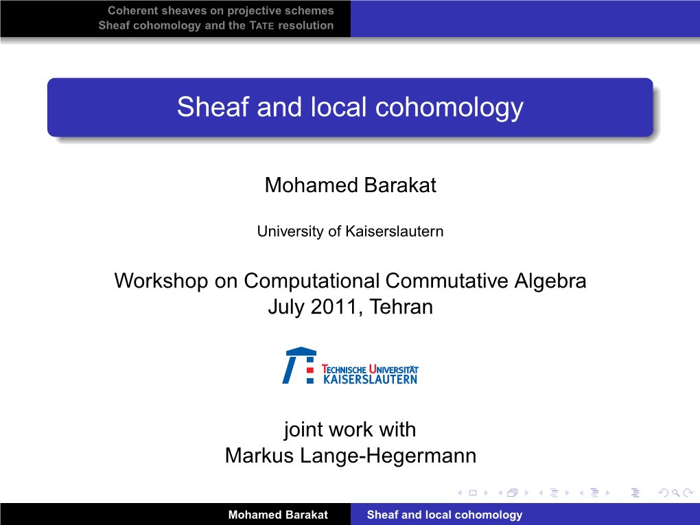 Sheaf and Local Cohomology