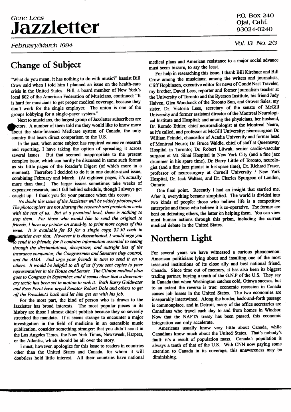 Ilgihletter 93024--024-0 February/March 1994 V01