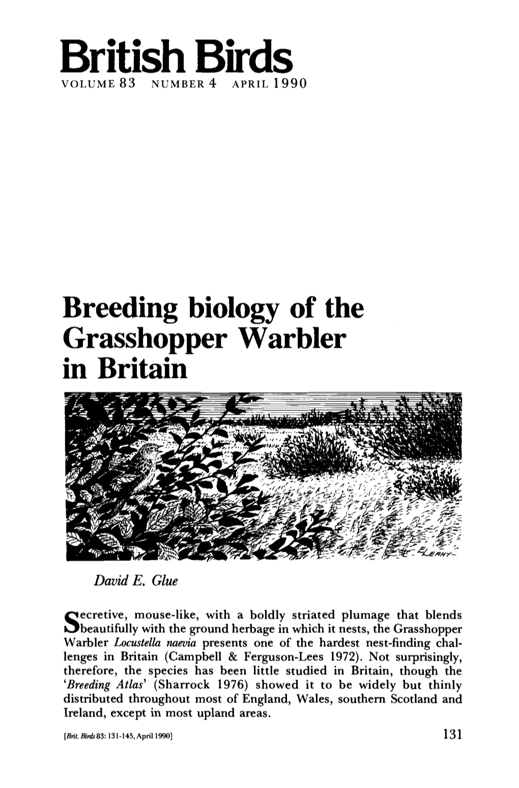 Breeding Biology of the Grasshopper Warbler in Britain