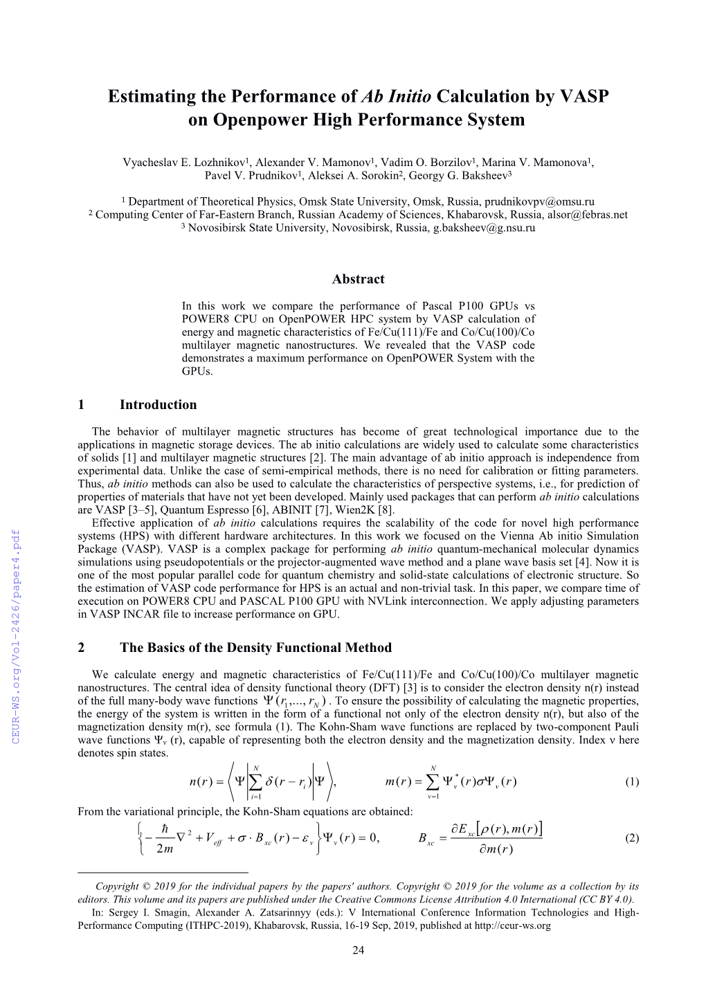 Estimating the Performance of Ab Initio Calculation by VASP on Openpower High Performance System