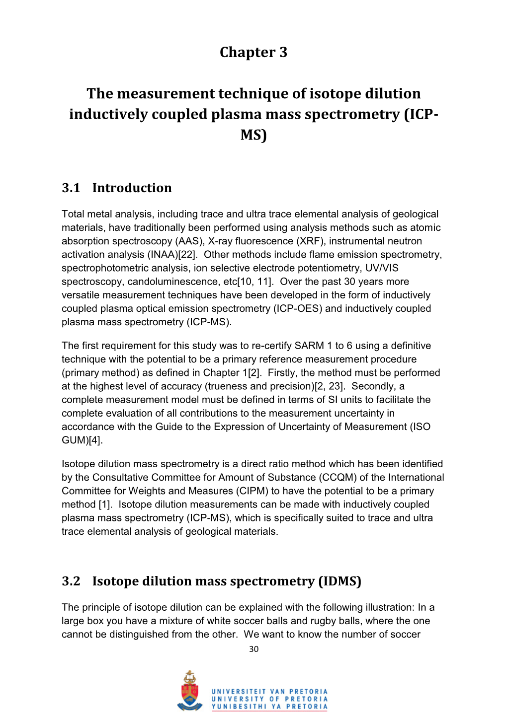 Chapter 3 the Measurement Technique of Isotope Dilution Inductively Coupled Plasma Mass Spectrometry (ICP