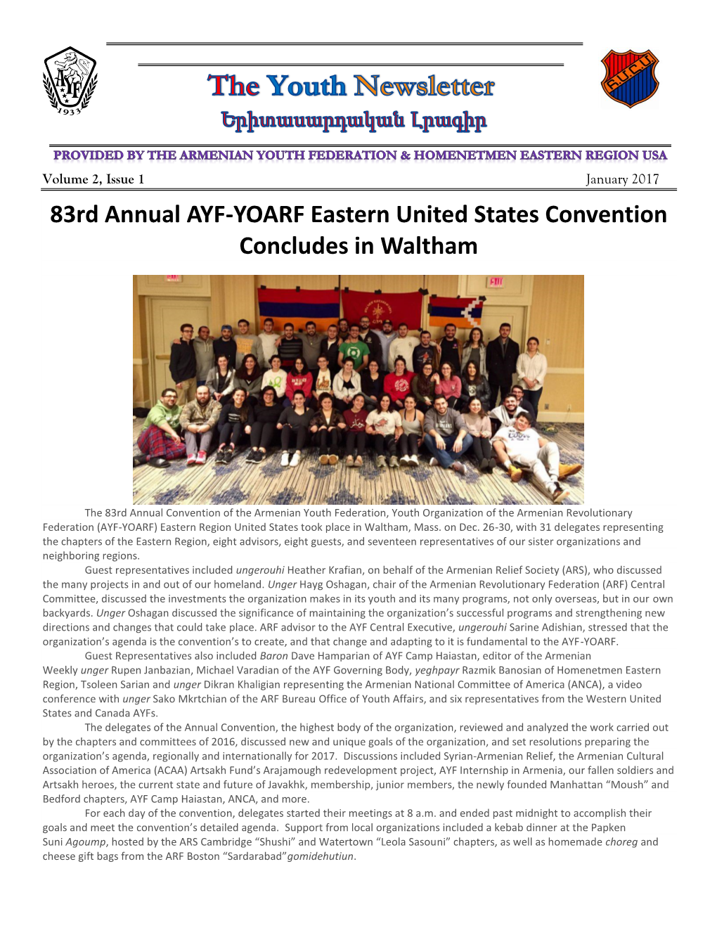 83Rd Annual AYF-YOARF Eastern United States Convention Concludes in Waltham